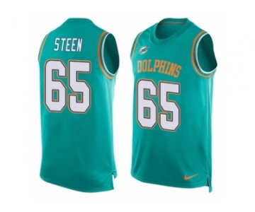 Men's Nike Miami Dolphins #65 Anthony Steen Limited Aqua Green Player Name & Number Tank Top NFL Jersey