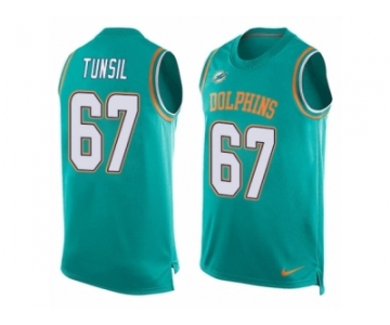 Men's Nike Miami Dolphins #67 Laremy Tunsil Limited Aqua Green Player Name & Number Tank Top NFL Jersey