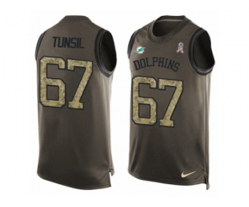 Men's Nike Miami Dolphins #67 Laremy Tunsil Limited Green Salute to Service Tank Top NFL Jersey