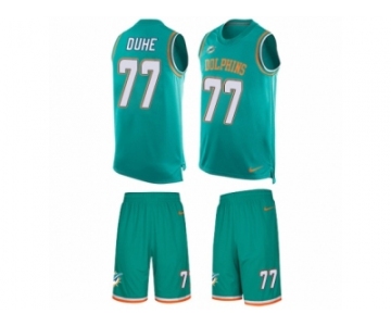 Men's Nike Miami Dolphins #77 Adam Joseph Duhe Limited Aqua Green Tank Top Suit NFL Jersey