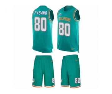 Men's Nike Miami Dolphins #80 Anthony Fasano Limited Aqua Green Tank Top Suit NFL Jersey