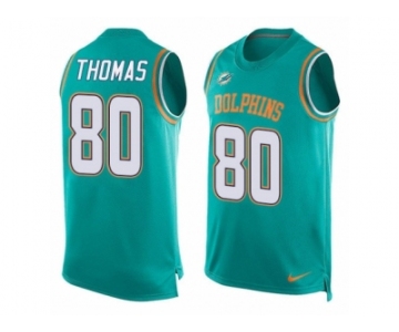 Men's Nike Miami Dolphins #80 Julius Thomas Limited Aqua Green Player Name & Number Tank Top NFL Jersey