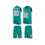 Men's Nike Miami Dolphins #80 Julius Thomas Limited Aqua Green Tank Top Suit NFL Jersey