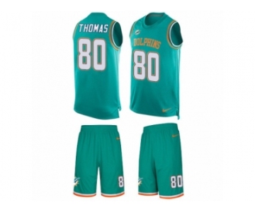 Men's Nike Miami Dolphins #80 Julius Thomas Limited Aqua Green Tank Top Suit NFL Jersey