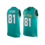 Men's Nike Miami Dolphins #81 Anthony Fasano Limited Aqua Green Player Name & Number Tank Top NFL Jersey