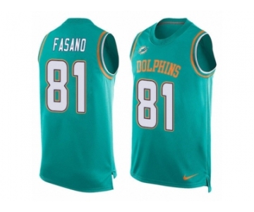 Men's Nike Miami Dolphins #81 Anthony Fasano Limited Aqua Green Player Name & Number Tank Top NFL Jersey