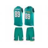 Men's Nike Miami Dolphins #89 Julius Thomas Limited Aqua Green Tank Top Suit NFL Jersey