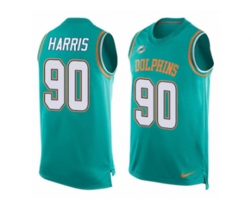 Men's Nike Miami Dolphins #90 Charles Harris Limited Aqua Green Player Name & Number Tank Top NFL Jersey