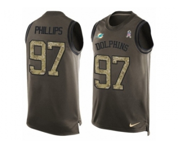 Men's Nike Miami Dolphins #97 Jordan Phillips Limited Green Salute to Service Tank Top NFL Jersey