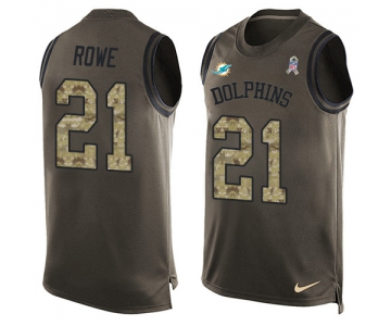 Nike Dolphins #21 Eric Rowe Green Men's Stitched NFL Limited Salute To Service Tank Top Jersey