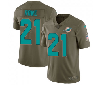 Nike Dolphins #21 Eric Rowe Olive Men's Stitched NFL Limited 2017 Salute To Service Jersey