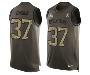 Nike Dolphins #37 Myles Gaskin Green Men's Stitched NFL Limited Salute To Service Tank Top Jersey