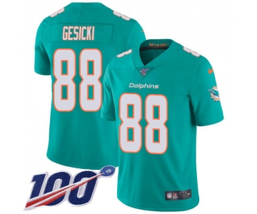 Nike Dolphins #88 Mike Gesicki Aqua Green Team Color Men's Stitched NFL 100th Season Vapor Untouchable Limited Jersey