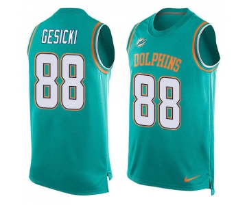 Nike Dolphins #88 Mike Gesicki Aqua Green Team Color Men's Stitched NFL Limited Tank Top Jersey