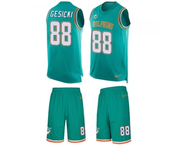 Nike Dolphins #88 Mike Gesicki Aqua Green Team Color Men's Stitched NFL Limited Tank Top Suit Jersey