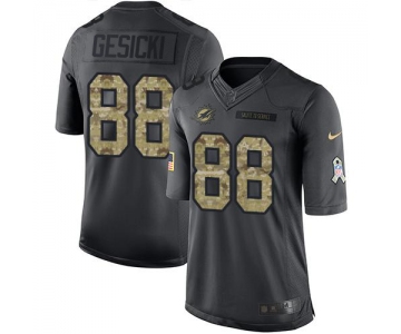 Nike Dolphins #88 Mike Gesicki Black Men's Stitched NFL Limited 2016 Salute to Service Jersey