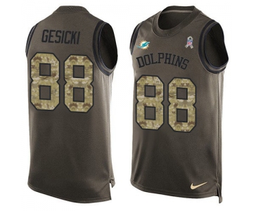 Nike Dolphins #88 Mike Gesicki Green Men's Stitched NFL Limited Salute To Service Tank Top Jersey