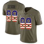 Nike Dolphins #88 Mike Gesicki Olive USA Flag Men's Stitched NFL Limited 2017 Salute To Service Jersey