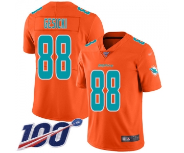 Nike Dolphins #88 Mike Gesicki Orange Men's Stitched NFL Limited Inverted Legend 100th Season Jersey