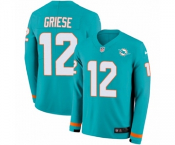 Nike Miami Dolphins #12 Bob Griese Limited Aqua Therma Long Sleeve NFL Jersey