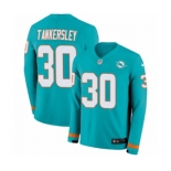 Nike Miami Dolphins #30 Cordrea Tankersley Limited Aqua Therma Long Sleeve NFL Jersey