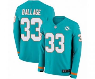 Nike Miami Dolphins #33 Kalen Ballage Limited Aqua Therma Long Sleeve NFL Jersey