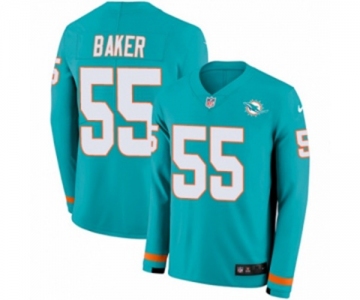 Nike Miami Dolphins #55 Jerome Baker Limited Aqua Therma Long Sleeve NFL Jersey