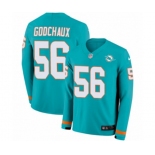 Nike Miami Dolphins #56 Davon Godchaux Limited Aqua Therma Long Sleeve NFL Jersey