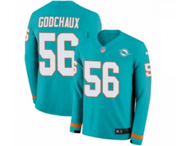 Nike Miami Dolphins #56 Davon Godchaux Limited Aqua Therma Long Sleeve NFL Jersey