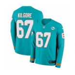 Nike Miami Dolphins #67 Daniel Kilgore Limited Aqua Therma Long Sleeve NFL Jersey