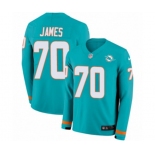 Nike Miami Dolphins #70 Ja'Wuan James Limited Aqua Therma Long Sleeve NFL Jersey