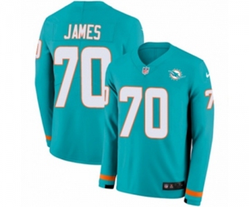 Nike Miami Dolphins #70 Ja'Wuan James Limited Aqua Therma Long Sleeve NFL Jersey