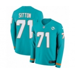 Nike Miami Dolphins #71 Josh Sitton Limited Aqua Therma Long Sleeve NFL Jersey