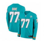 Nike Miami Dolphins #77 Adam Joseph Duhe Limited Aqua Therma Long Sleeve NFL Jersey