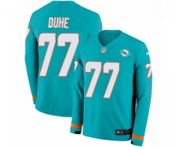 Nike Miami Dolphins #77 Adam Joseph Duhe Limited Aqua Therma Long Sleeve NFL Jersey