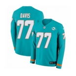 Nike Miami Dolphins #77 Jesse Davis Limited Aqua Therma Long Sleeve NFL Jersey