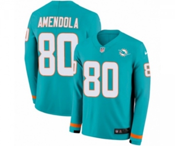 Nike Miami Dolphins #80 Danny Amendola Limited Aqua Therma Long Sleeve NFL Jersey