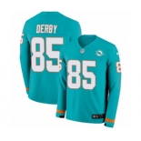 Nike Miami Dolphins #85 A.J. Derby Limited Aqua Therma Long Sleeve NFL Jersey