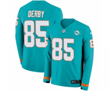 Nike Miami Dolphins #85 A.J. Derby Limited Aqua Therma Long Sleeve NFL Jersey