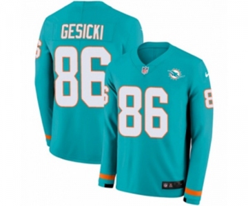 Nike Miami Dolphins #86 Mike Gesicki Limited Aqua Therma Long Sleeve NFL Jersey