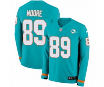 Nike Miami Dolphins #89 Nat Moore Limited Aqua Therma Long Sleeve NFL Jersey