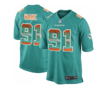 Nike Miami Dolphins #91 Cameron Wake Aqua Green Team Color Men's Stitched NFL Limited Strobe Jersey