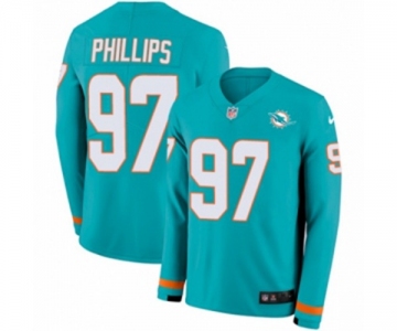 Nike Miami Dolphins #97 Jordan Phillips Limited Aqua Therma Long Sleeve NFL Jersey