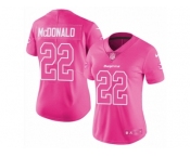 Wome Nike Miami Dolphins #22 T.J. McDonald Limited Pink Rush Fashion NFL Jersey