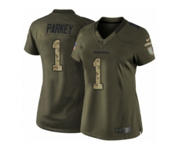 Women Nike Miami Dolphins #1 Cody Parkey Limited Green Salute to Service NFL Jersey