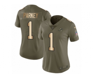 Women Nike Miami Dolphins #1 Cody Parkey Limited Olive Gold 2017 Salute to Service NFL Jersey