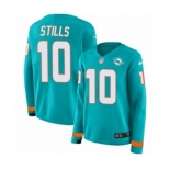 Women Nike Miami Dolphins #10 Kenny Stills Limited Aqua Therma Long Sleeve NFL Jersey