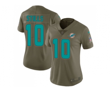 Women Nike Miami Dolphins #10 Kenny Stills Olive Stitched NFL Limited 2017 Salute to Service Jersey