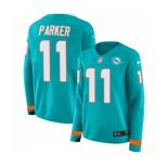 Women Nike Miami Dolphins #11 DeVante Parker Limited Aqua Therma Long Sleeve NFL Jersey