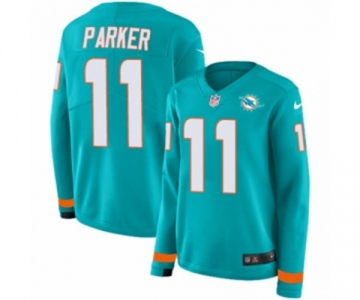 Women Nike Miami Dolphins #11 DeVante Parker Limited Aqua Therma Long Sleeve NFL Jersey